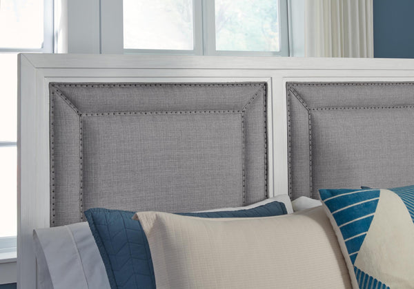 American Woodcrafters Dunescape King Upholstered Headboard Painted White
