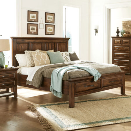 napa furniture hillcrest king complete storage bed in rich brown