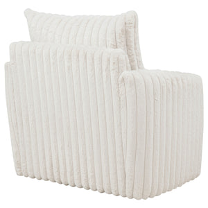 Coaster Sarco Corduroy Upholstered Swivel Accent Arm Chair Ivory