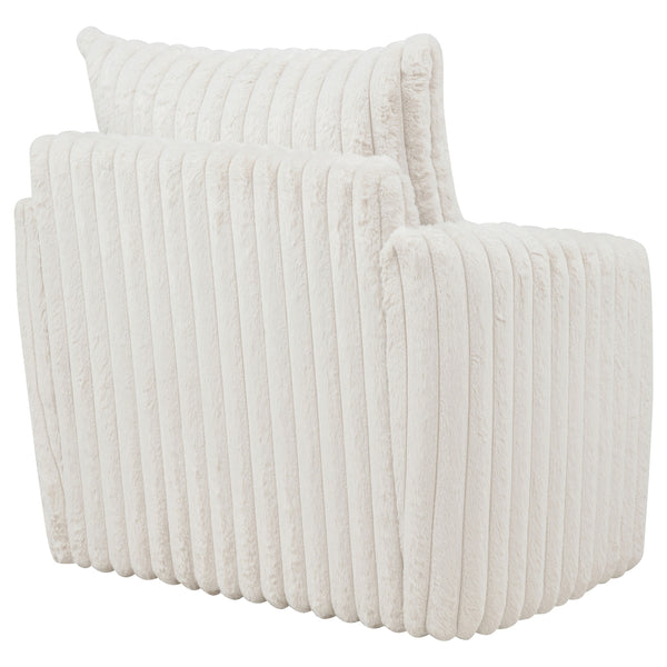 Coaster Sarco Corduroy Upholstered Swivel Accent Arm Chair Ivory