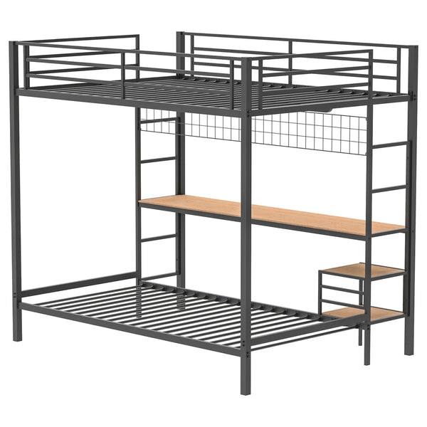 Coaster Campus Metal Full Over Twin Workstation Bunk Bed Matte Black