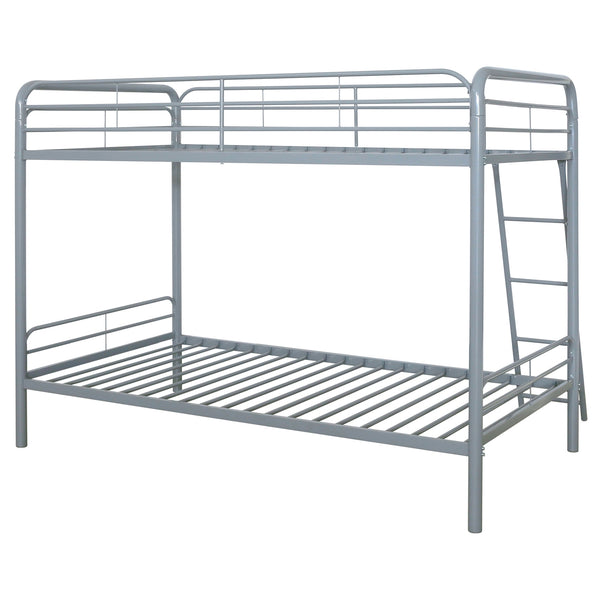 Coaster Carson Metal Twin Over Twin Bunk Bed Glossy Silver