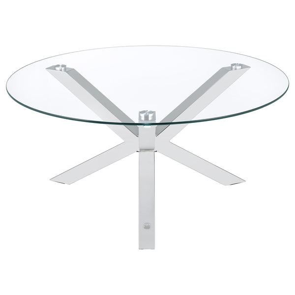 Coaster Kenzie 3-Piece Round Coffee & End Table Set Chrome