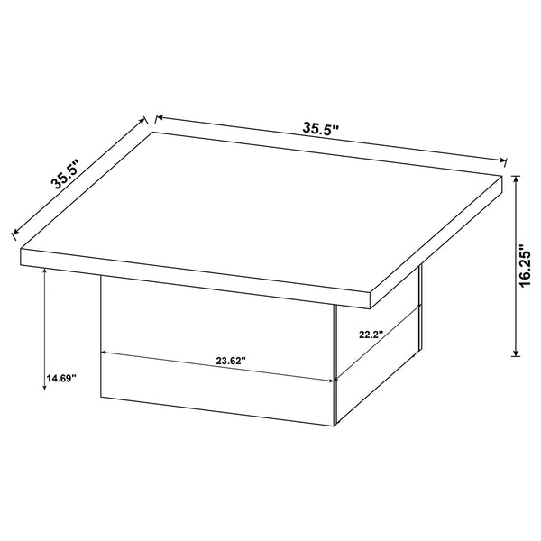 Coaster Devar Square Engineered Wood Cocktail Coffee Table Black