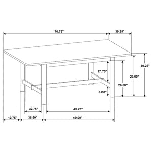 Coaster Crestmore 71-Inch Rectangular Wood Dining Table Walnut