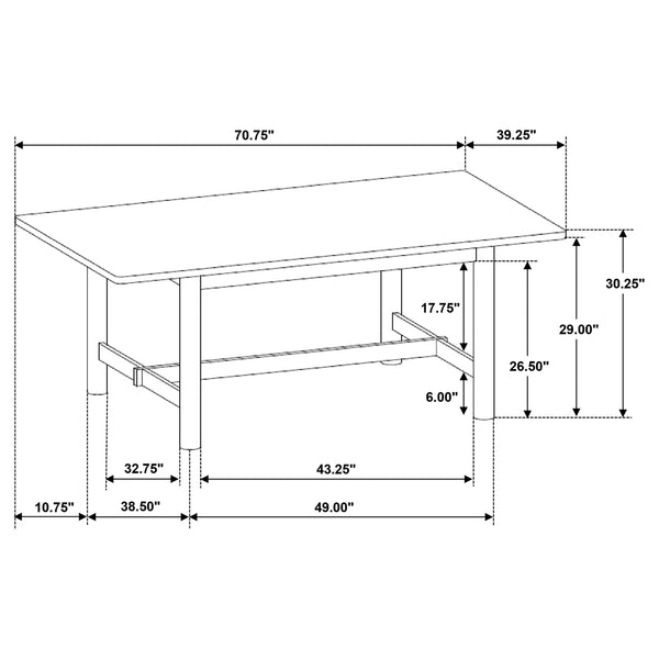 Coaster Crestmore 71-Inch Rectangular Wood Dining Table Walnut