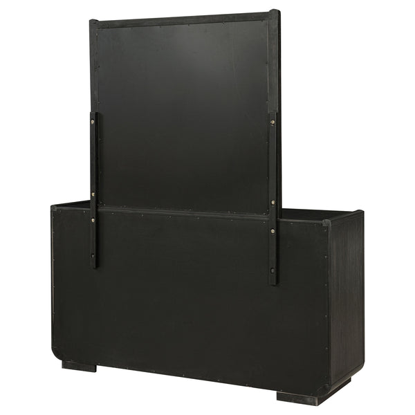 Coaster Leandro 8-Drawer Bedroom Dresser With Mirror Burnished Black