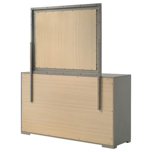 Coaster Ives 6-Drawer Dresser & Mirror Grey High Gloss