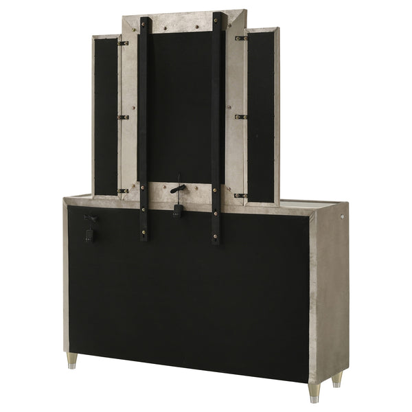 Coaster Lorient 8-Drawer LED Dresser With Mirror Ivory & Camel