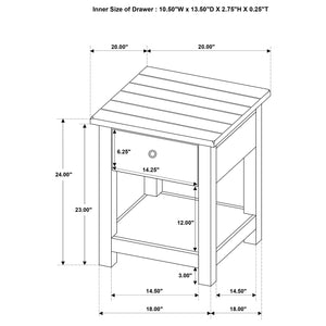 Coaster Payne 1-Drawer Wood End Table With Shelf Distressed White