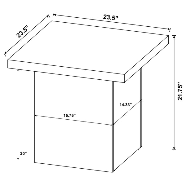Coaster Devar Square Engineered Wood Side End Table Dark Pine