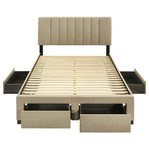 Coaster Wheatland 4-Drawer Upholstered Full Storage Bed Light Brown