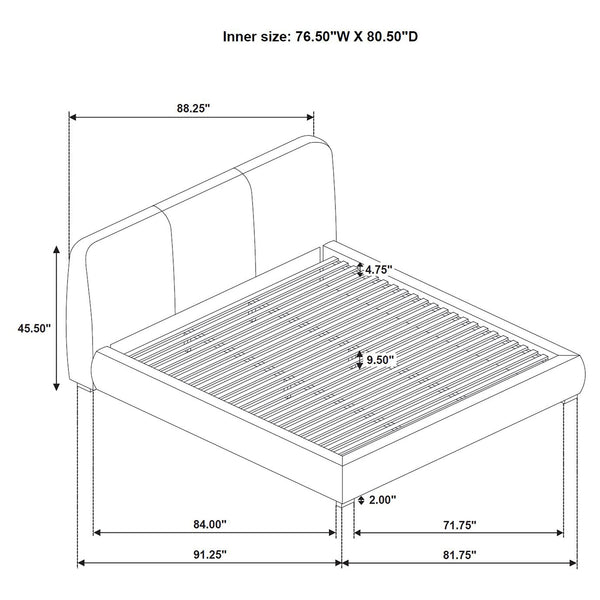Coaster Mokena 46-Inch Upholstered King Platform Bed Brown