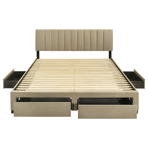 Coaster Wheatland 4-Drawer Upholstered King Storage Bed Brown