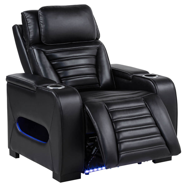Coaster Zuma 3-Piece Faux Leather Dual Power LED Sofa Set Black