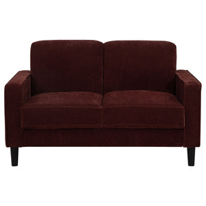 Coaster Ruth 3-Piece Fabric Upholstered Track Arm Sofa Rust Red