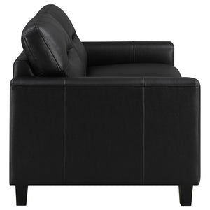 Coaster Scotland Faux Leather Upholstered Track Arm Loveseat Black