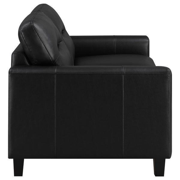 Coaster Scotland Faux Leather Upholstered Track Arm Loveseat Black