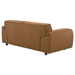 Coaster Buxton Top Grain Leather Upholstered Loveseat Orange