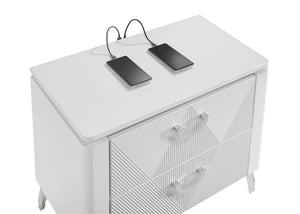 Coaster Cassia 2-Drawer Nightstand Bedside Table White High Gloss
