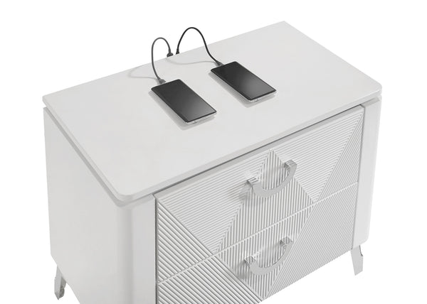 Coaster Cassia 2-Drawer Nightstand Bedside Table White High Gloss