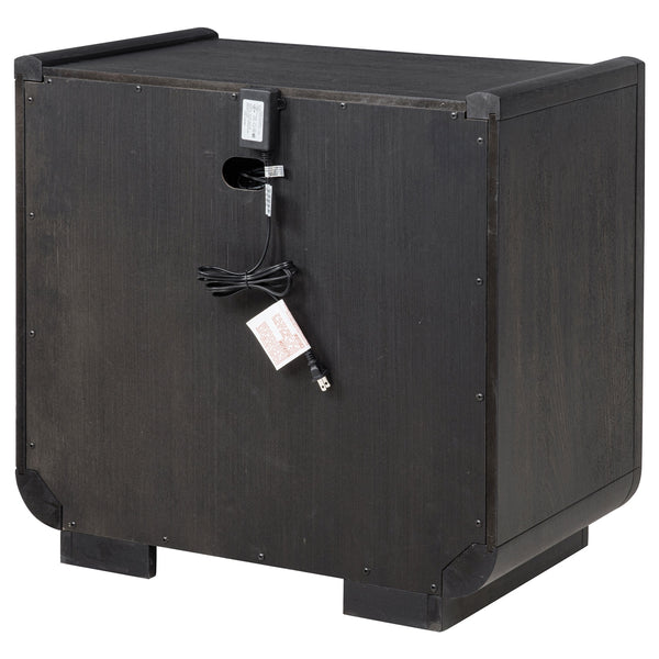 Coaster Leandro 2-Drawer LED Nightstand With Usb Burnished Black