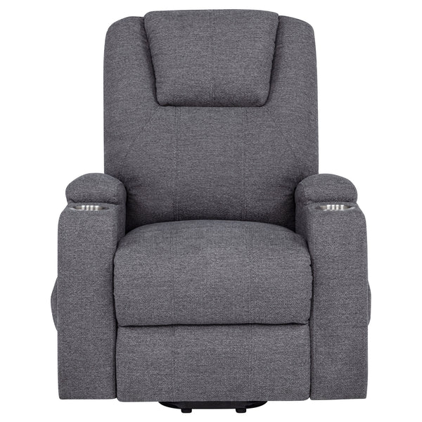 Coaster Louie Chenille Upholstered Power Lift Massage Chair Grey