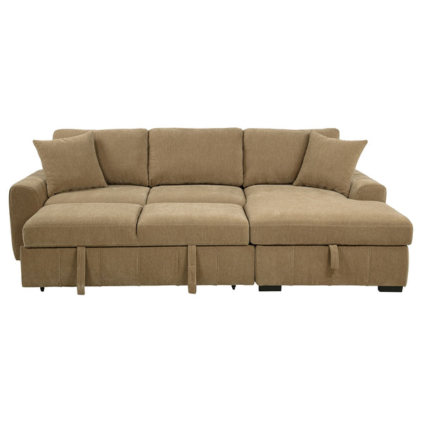 Coaster Pastrana Upholstered Sleeper Sectional Sofa Raf Chaise Camel