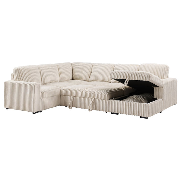 Coaster Devonshire Sleeper Sectional Sofa Storage Chaise Camel