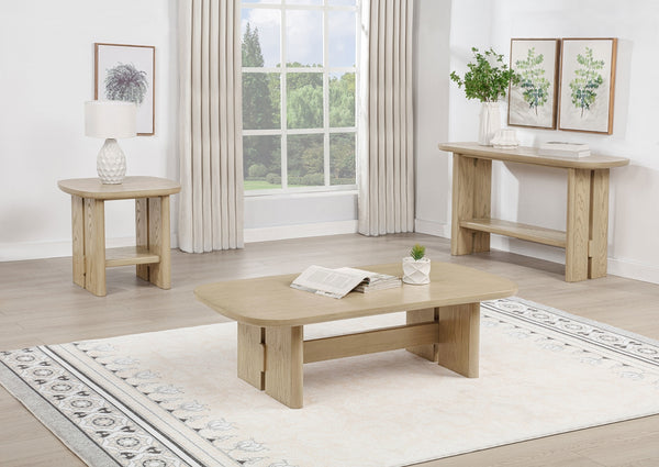 Coaster Kailani Coastal Sofa Console Table With Shelf Beige Oak