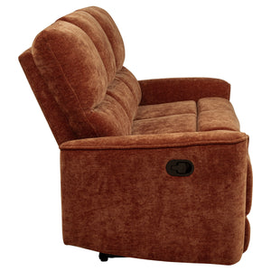 Coaster Navarro Chenille Upholstered Reclining Sofa Burnt Orange
