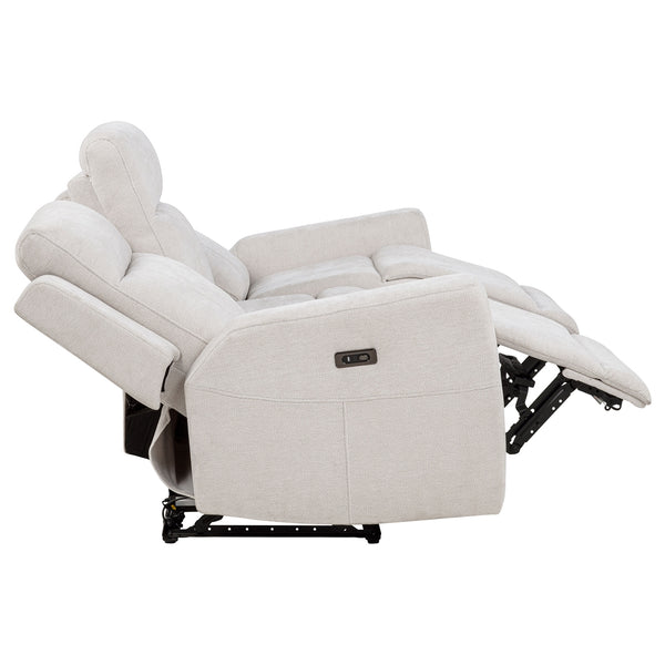 Coaster Kennett Chenille Upholstered Power Reclining Sofa Ivory