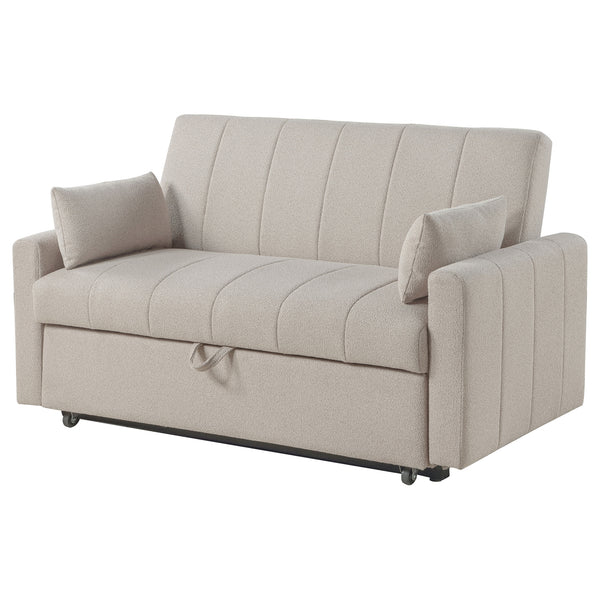 Coaster Portland Boucle Upholstered Sleeper Sofa Bed Latte