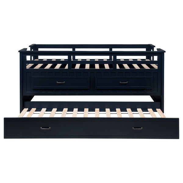 Coaster Carlsbad Wood Twin Captains Bed With Trundle Navy Blue