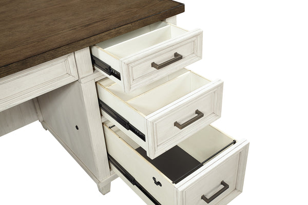 Aspenhome Caraway Executive Desk Aged Ivory