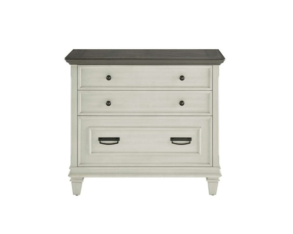 Martin Furniture Hartford Linen White Office Lateral File Cabinet with Gray Patterned Top