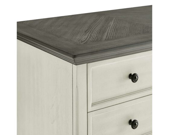 Martin Furniture Hartford Linen White Office Lateral File Cabinet with Gray Patterned Top
