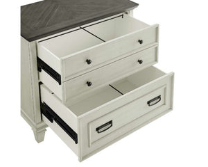 Martin Furniture Hartford Linen White Office Lateral File Cabinet with Gray Patterned Top