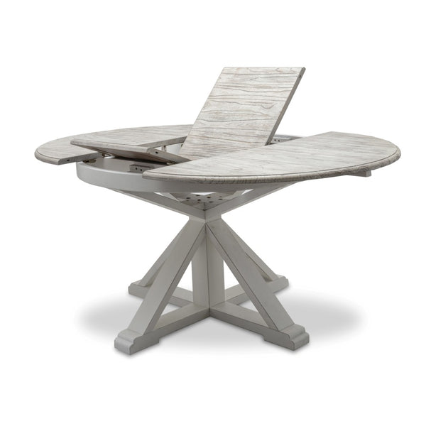 Seawinds Islamorada Distressed Taupe Round Dining Table with Butterfly Leaf