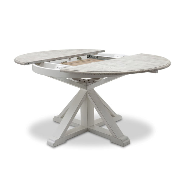 Seawinds Islamorada Distressed Taupe Round Dining Table with Butterfly Leaf