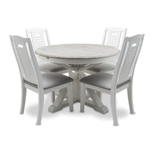 Seawinds Islamorada Distressed Taupe Round Dining Table with Butterfly Leaf
