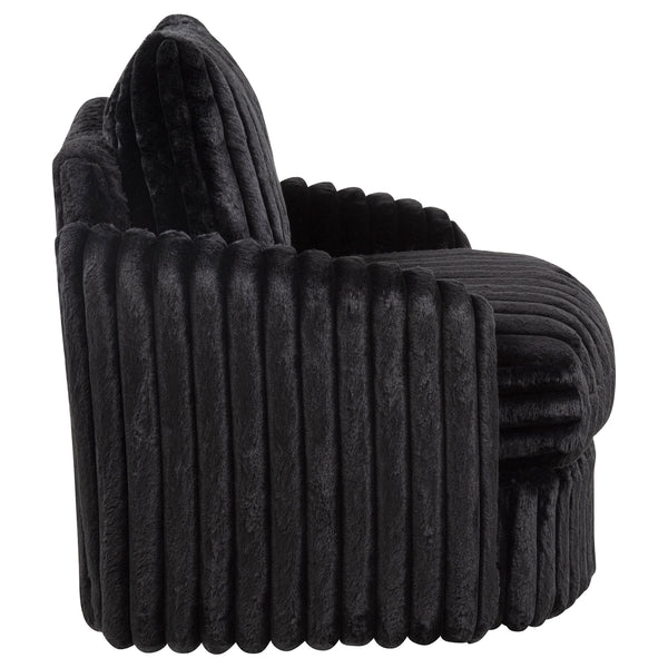 Coaster Sarco Corduroy Upholstered Swivel Accent Arm Chair Black