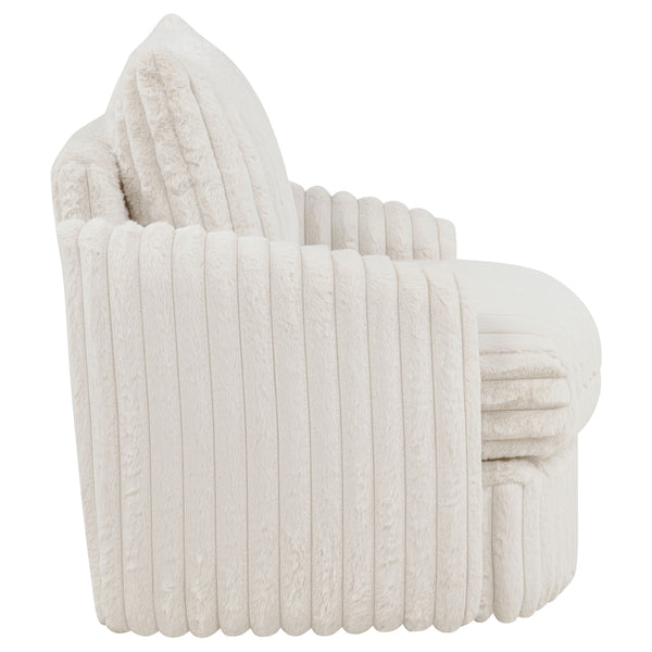 Coaster Sarco Corduroy Upholstered Swivel Accent Arm Chair Ivory