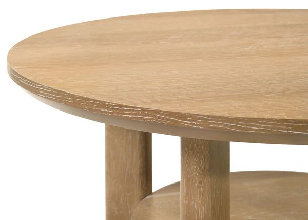 Coaster Ottowa 3-Piece Round Wood Coffee Table Set Washed Oak