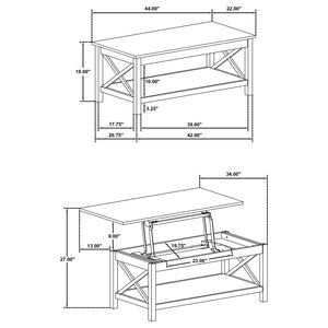 Coaster Skyview 44-Inch Rectangular Lift Top Coffee Table White