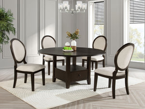 Coaster Twyla 60-Inch Round Dining Table With Drawer Dark Cocoa