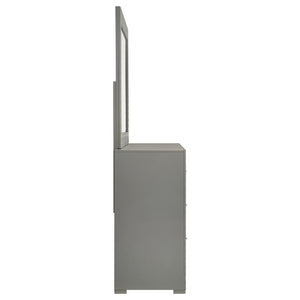 Coaster Ives 6-Drawer Dresser & Mirror Grey High Gloss