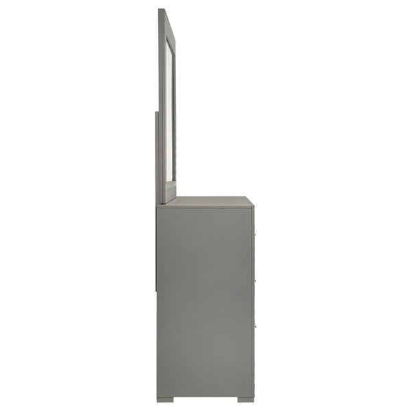 Coaster Ives 6-Drawer Dresser & Mirror Grey High Gloss