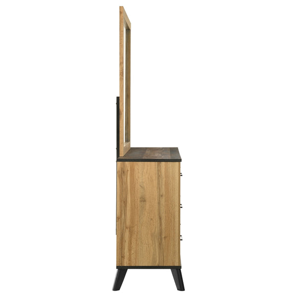 Coaster Kaywood 6-Drawer Dresser & Mirror Natural Pine
