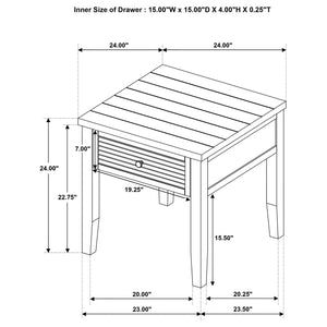 Coaster Concord 1-Drawer Square End Table Distressed Java